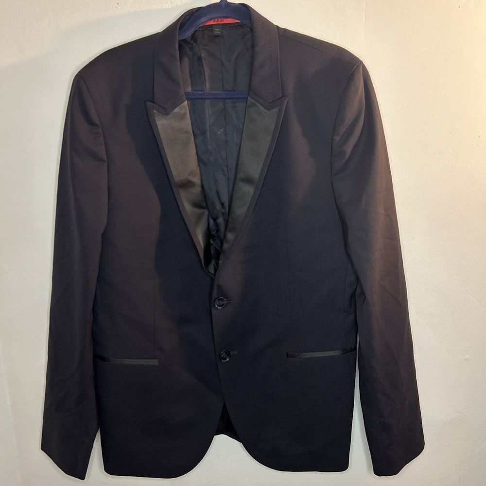 Hugo Boss Navy Wool Blend Blazer Suit Jacket  Size 42R